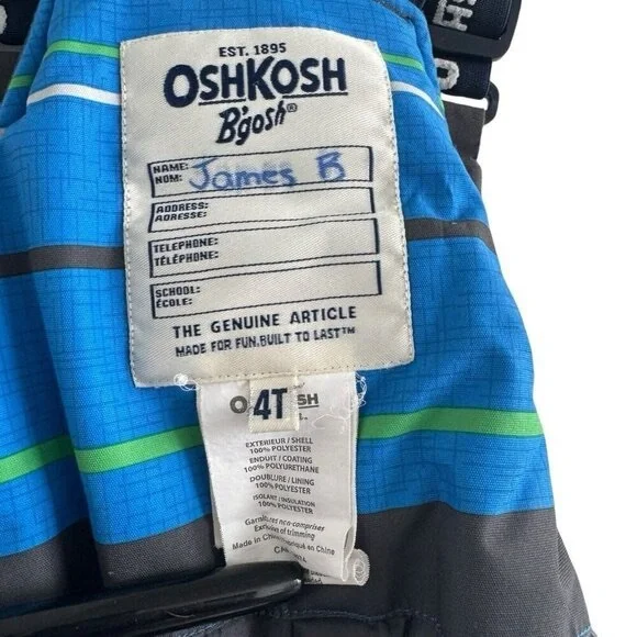 Osh Kosh B Gosh Youth Unisex Kids Grey Winter Snow Bib Suit Pants US 4T - Picture 2 of 9